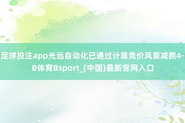 足球投注app光远自动化已通过计算竞价风景减抓4-B体育Bsport_(中国)最新官网入口