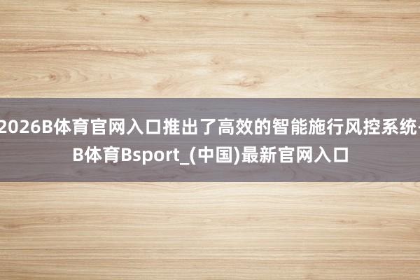 2026B体育官网入口推出了高效的智能施行风控系统-B体育Bsport_(中国)最新官网入口