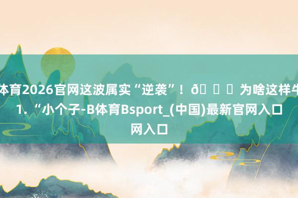 B体育2026官网这波属实“逆袭”!🚀为啥这样牛?1. “小个子-B体育Bsport_(中国)最新官网入口