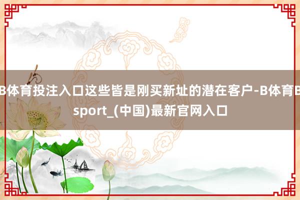 B体育投注入口这些皆是刚买新址的潜在客户-B体育Bsport_(中国)最新官网入口