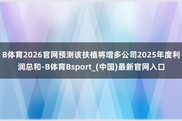 B体育2026官网预测该扶植将增多公司2025年度利润总和-B体育Bsport_(中国)最新官网入口