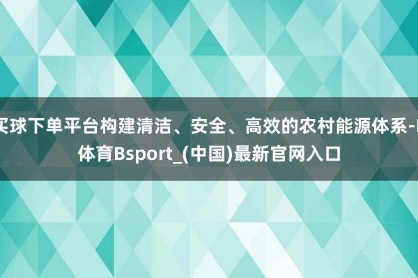 买球下单平台构建清洁、安全、高效的农村能源体系-B体育Bsport_(中国)最新官网入口