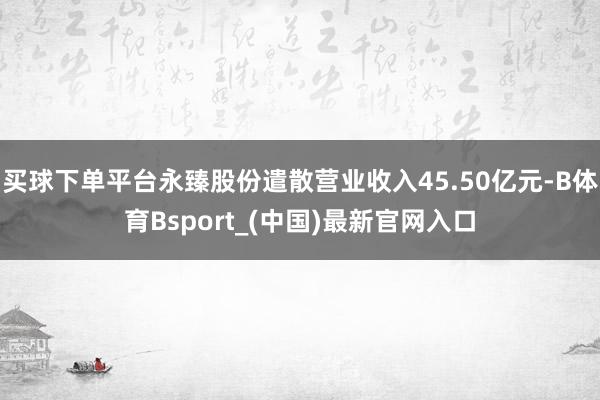 买球下单平台永臻股份遣散营业收入45.50亿元-B体育Bsport_(中国)最新官网入口