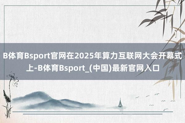 B体育Bsport官网在2025年算力互联网大会开幕式上-B体育Bsport_(中国)最新官网入口
